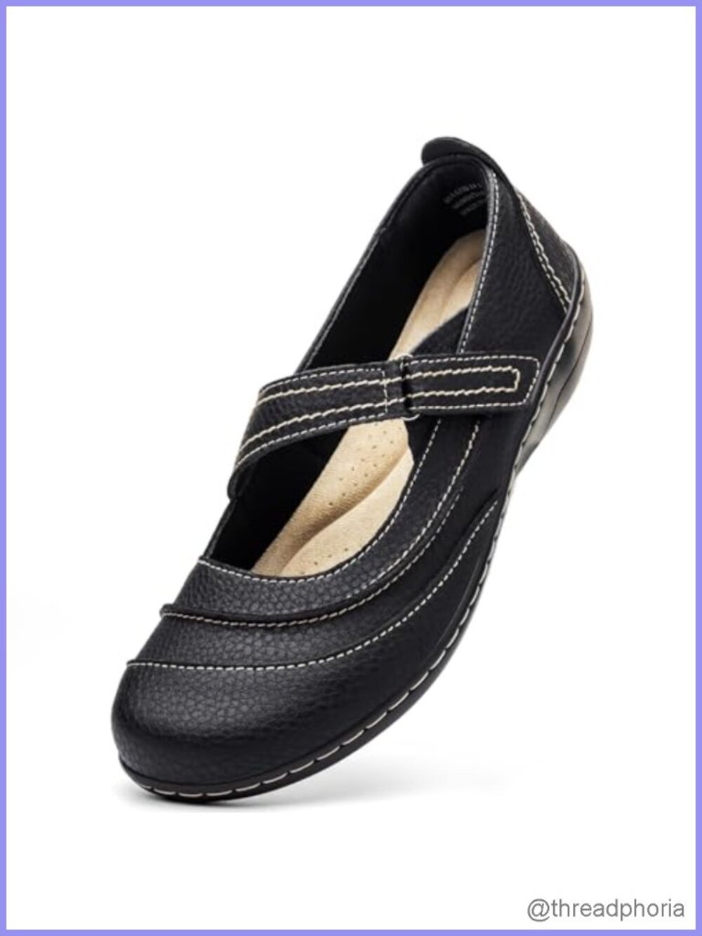 Women's Comfortable Lightweight Leather Mary Jane Flats Business Casual Dress